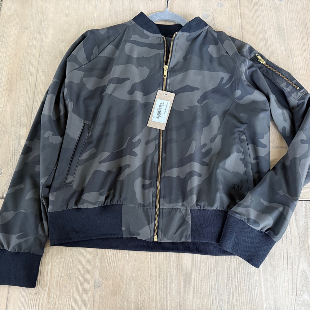 Albion Camouflage Bomber Jacket in Black and Green